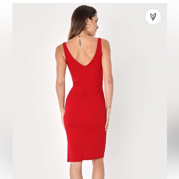 Lulus Iconic Moment Red Bodycon Midi Dress - Picture 2 of 5